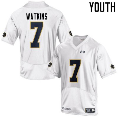 Notre Dame Fighting Irish Youth Nick Watkins #7 White Under Armour Authentic Stitched College NCAA Football Jersey MJV4499OT